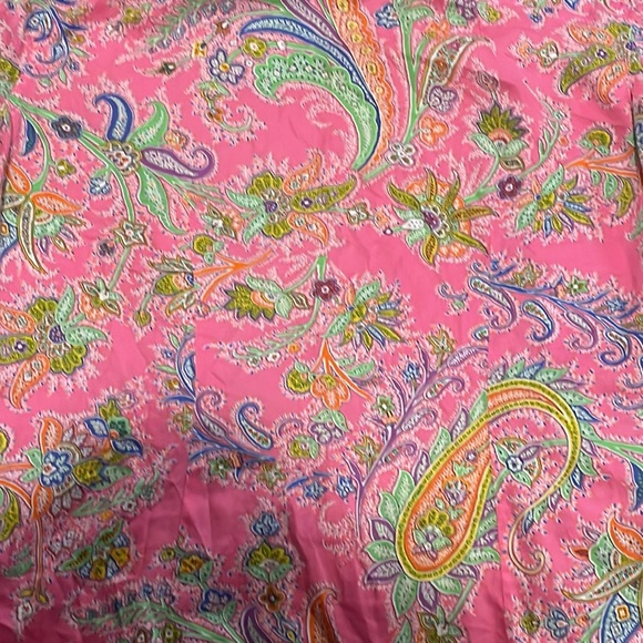 Ralph Lauren Size S/P Button Up Paisley Print Pink Collar Shirt Blouse - Picture 6 of 7
